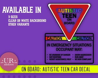 Autistischer Teenager an Bord Auto LKW Aufkleber Aufkleber - Autismus Aufkleber - Autismus-Autoaufkleber
