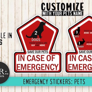 Customized Pet Emergency Sticker with Names, Pet Rescue Sticker, Emergency Pet Sticker, Pet Alert Sticker