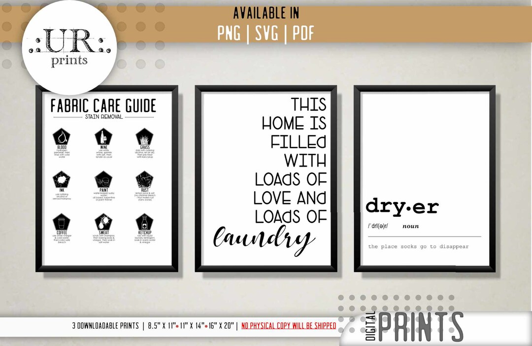 Laundry Room Sign 3pc Print Set II / Laundry Printable / Laundry Care ...