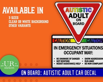 Autistischer Erwachsener an Bord Auto LKW Aufkleber Aufkleber - Autismus Aufkleber - Autismus Autoaufkleber