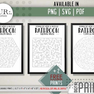 Bathroom Printable Bundle V / Bathroom SVG / Bathroom svg, pdf, png instant download / Bathroom Maze SVG / Bathroom Maze