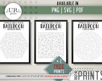 Bathroom Printable Bundle V / Bathroom SVG / Bathroom svg, pdf, png instant download / Bathroom Maze SVG / Bathroom Maze