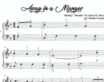 Away in a Manger piano sheet music, beginner, easy piano, Christmas piano sheet music, fun, Christian, easy, beginner, let's play music