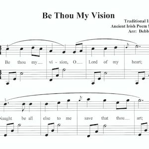 Be Thou My Vision hymn, printable, digital, church piano sheet music, Christian piano sheet music, easy piano sheet music, inspirational
