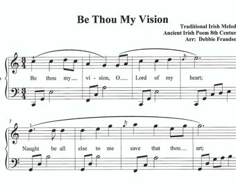 Be Thou My Vision hymn, printable, digital, church piano sheet music, Christian piano sheet music, easy piano sheet music, inspirational