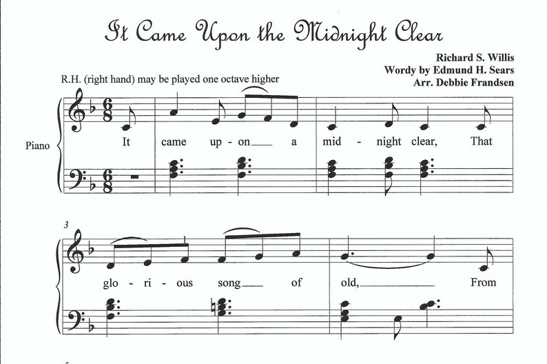 It Came Upon a Midnight Clear piano sheet music, Christmas piano sheet music, Christmas, piano, music, easy Christmas piano, Christmas Sheet image 1