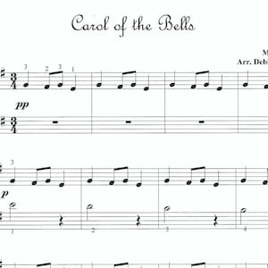 Carol of the Bells, Oekraïense Bell Carol, kerstpiano bladmuziek, piano bladmuziek voor beginners, laten we muziek spelen, eenvoudige piano bladmuziek