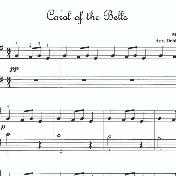 Carol of the Bells, Ukrainian Bell Carol, Christmas piano sheet music, beginner piano sheet music, let's play music, easy piano sheet music