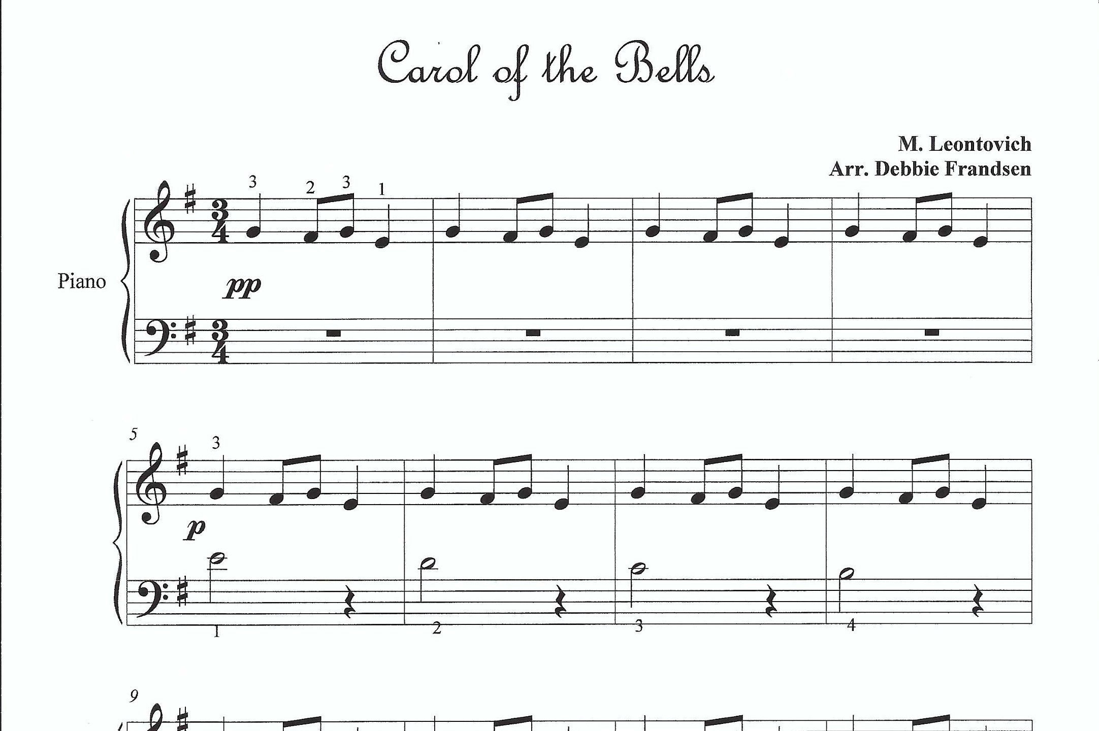 Carol Of The Bells Noten Klavier Einfach www.etsy.com
