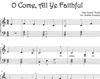 O Come, All Ye Faithful, easy piano sheet music, Christmas music, We Wish You a Merry Christmas, Jolly Old St. Nicholas, easy, piano, music