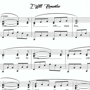 I Will Remember, piano, solo, duet, children's chorus, primary, piano sheet music, primary theme, firm foundation trust in the Lord image 4