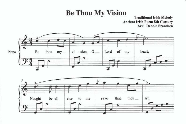 Be Thou My Vision piano sheet music, easy piano sheet music, Christian hymn, Christian piano sheet music, spiritual, inspirational, piano image 5