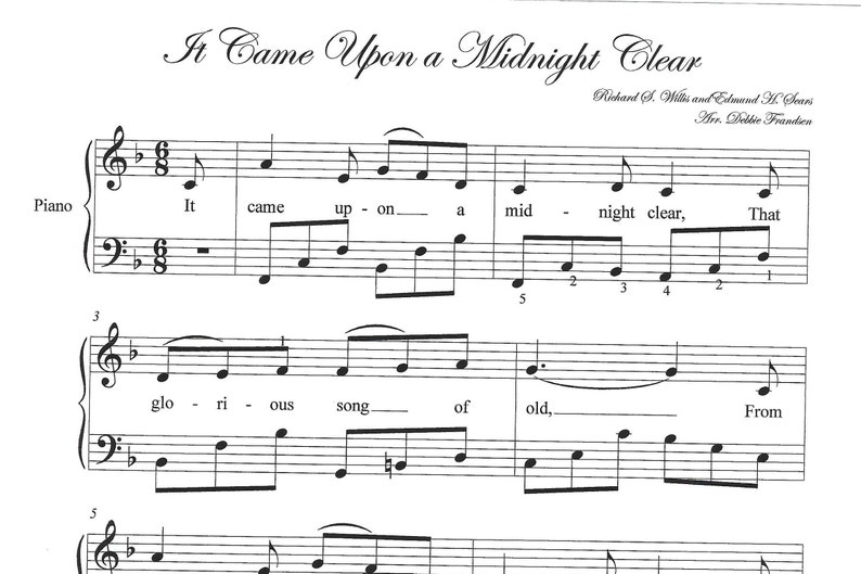 It Came Upon a Midnight Clear partition piano, partition piano Noël, partition piano, partition Noël, Noël facile, amusant image 1