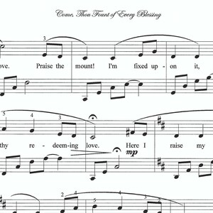 Come, Thou Fount of Every Blessing piano sheet music, come thou fount piano sheet music, hymn, Christian piano sheet music, easy Christian image 2