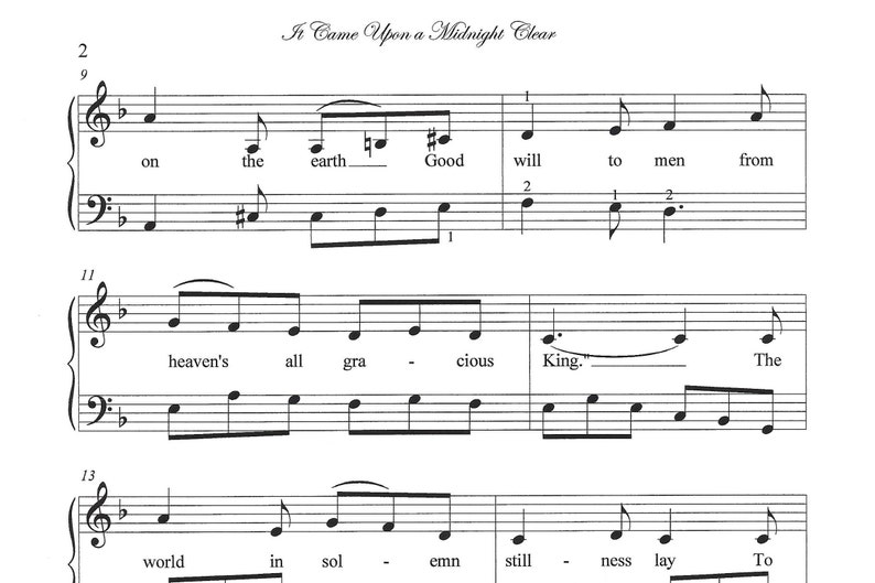 It Came Upon a Midnight Clear piano sheet music, Christmas piano sheet music, piano sheet music, Christmas sheet music, easy Christmas, fun image 2