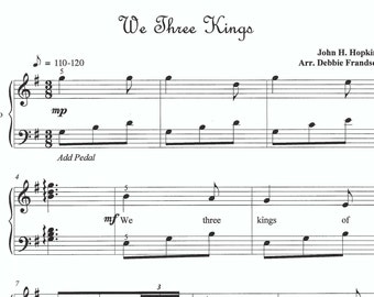We Three Kings of Orient are, easy piano sheet music, Christmas piano sheet music, beginner piano, let's play music, fun, piano, sheet, xmas
