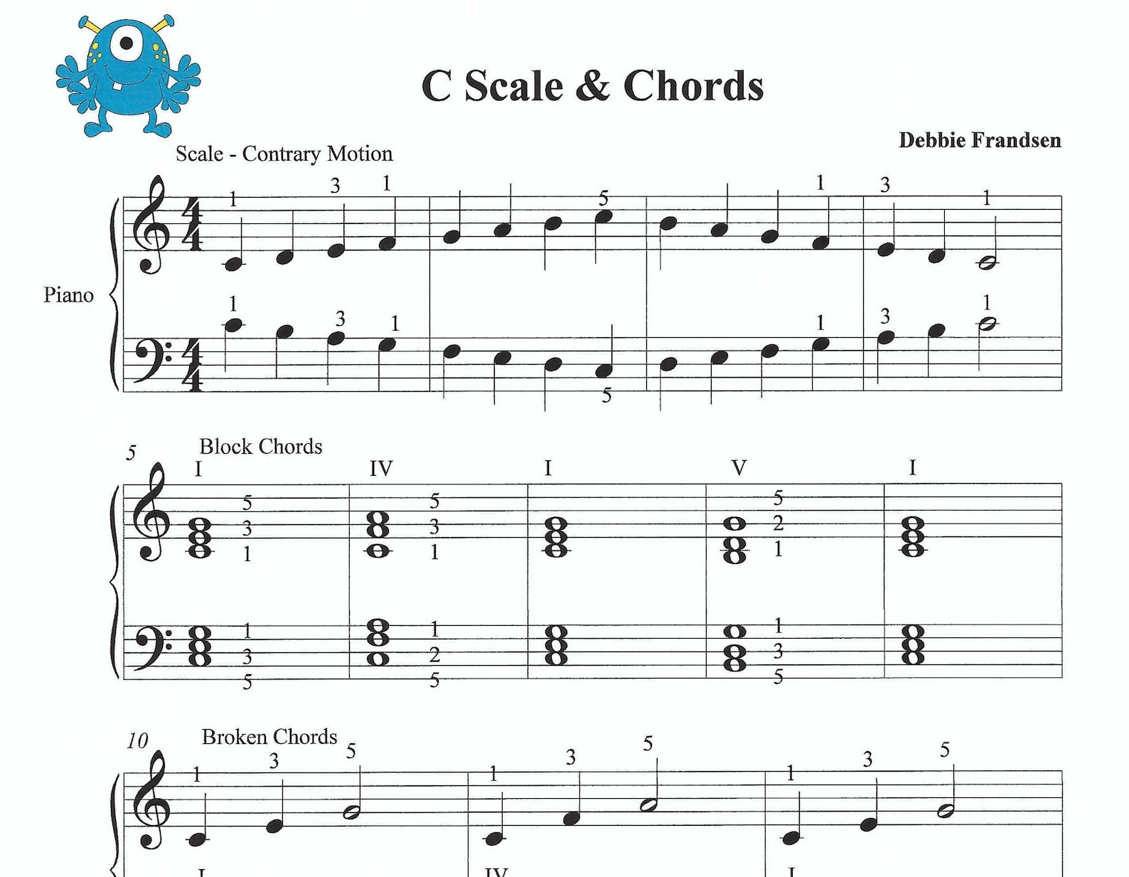 C Major Scale Easy Piano, Beginner Piano, Easy Piano Sheet Music, Easy