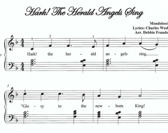 Hark! The Herald Angels Sing piano sheet music, easy piano sheet music, beginner piano, fun, Christmas, music, piano, Let's Play Music!