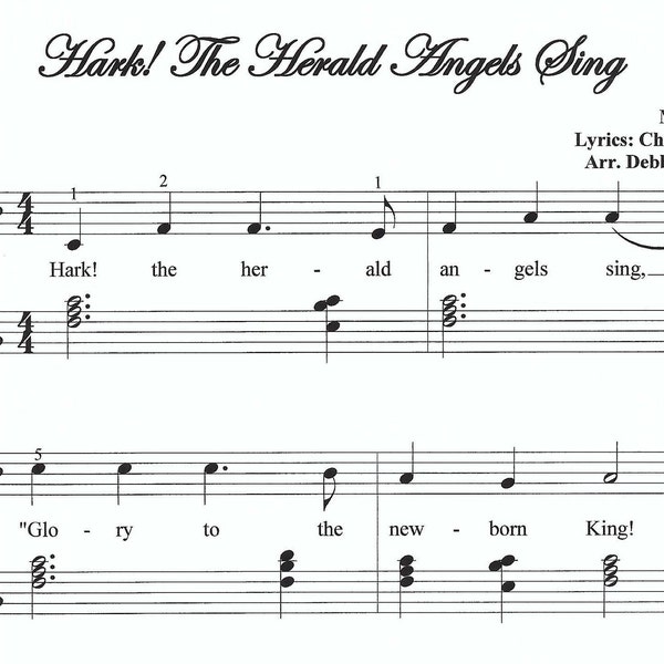 Hark! The Herald Angels Sing piano sheet music, easy piano sheet music, beginner piano, fun, Christmas, music, piano, Let's Play Music!