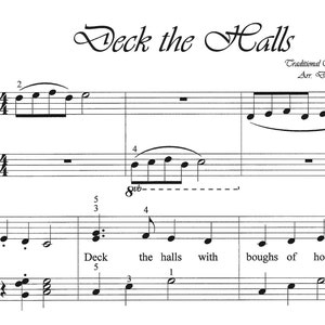 Deck the Halls piano sheet music, Let's Play Music, Christmas, beginner piano, easy, funeasy piano sheet music, Christmas, let's play music image 1