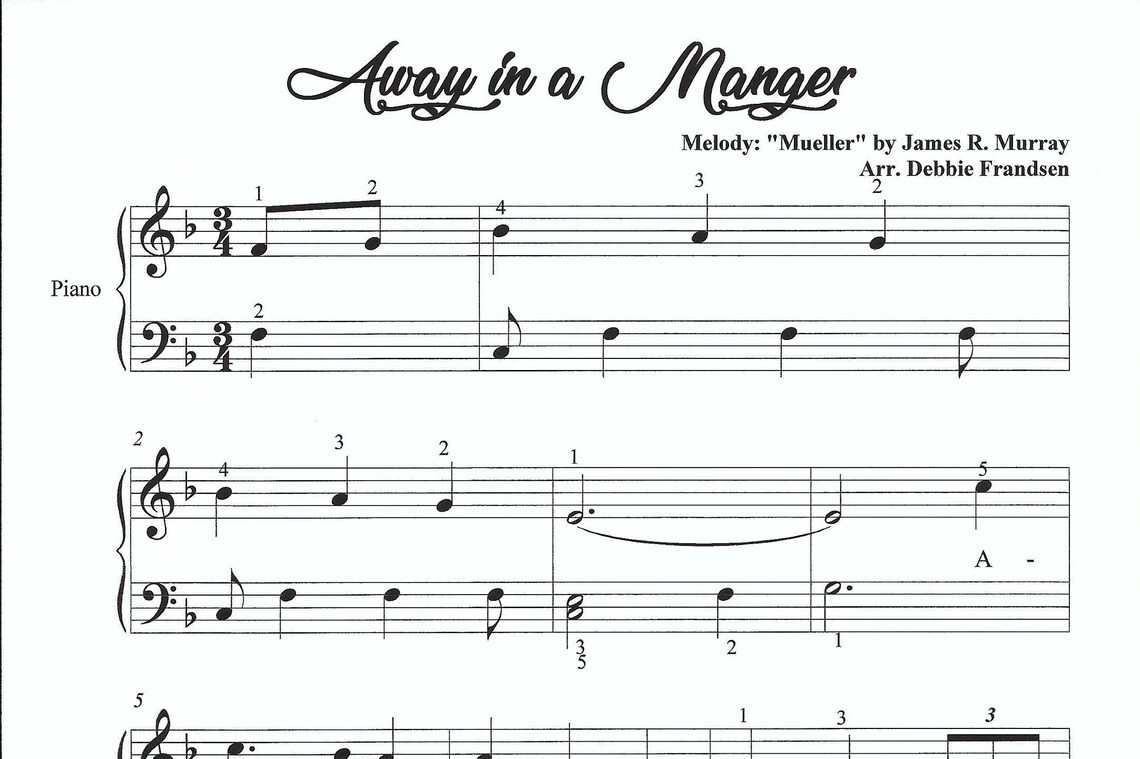 Away in a Manger Piano Sheet Music, Easy Piano Sheet Music, Beginner
