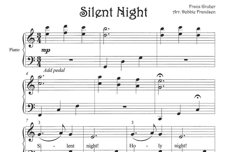 Silent Night easy piano beginner Christmas piano silent image 1