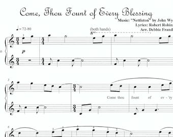 Come, Thou Fount of Every Blessing piano sheet music, Christian piano sheet music, hymn, favorite piano, sheet music, piano, easy, fun