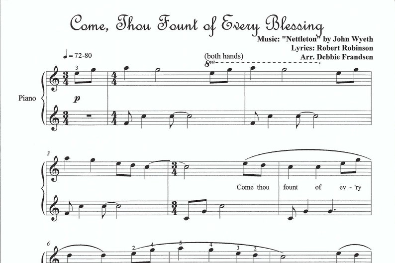 Come, Thou Fount of Every Blessing piano sheet music, Christian piano sheet music, hymn, favorite piano, sheet music, piano, easy, fun image 1