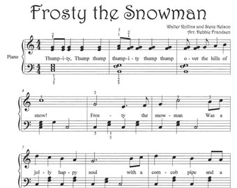 Frosty the Snowman piano sheet music, fun, easy, let's play music, easy piano, beginner Christmas piano, piano sheet music, easy Christmas