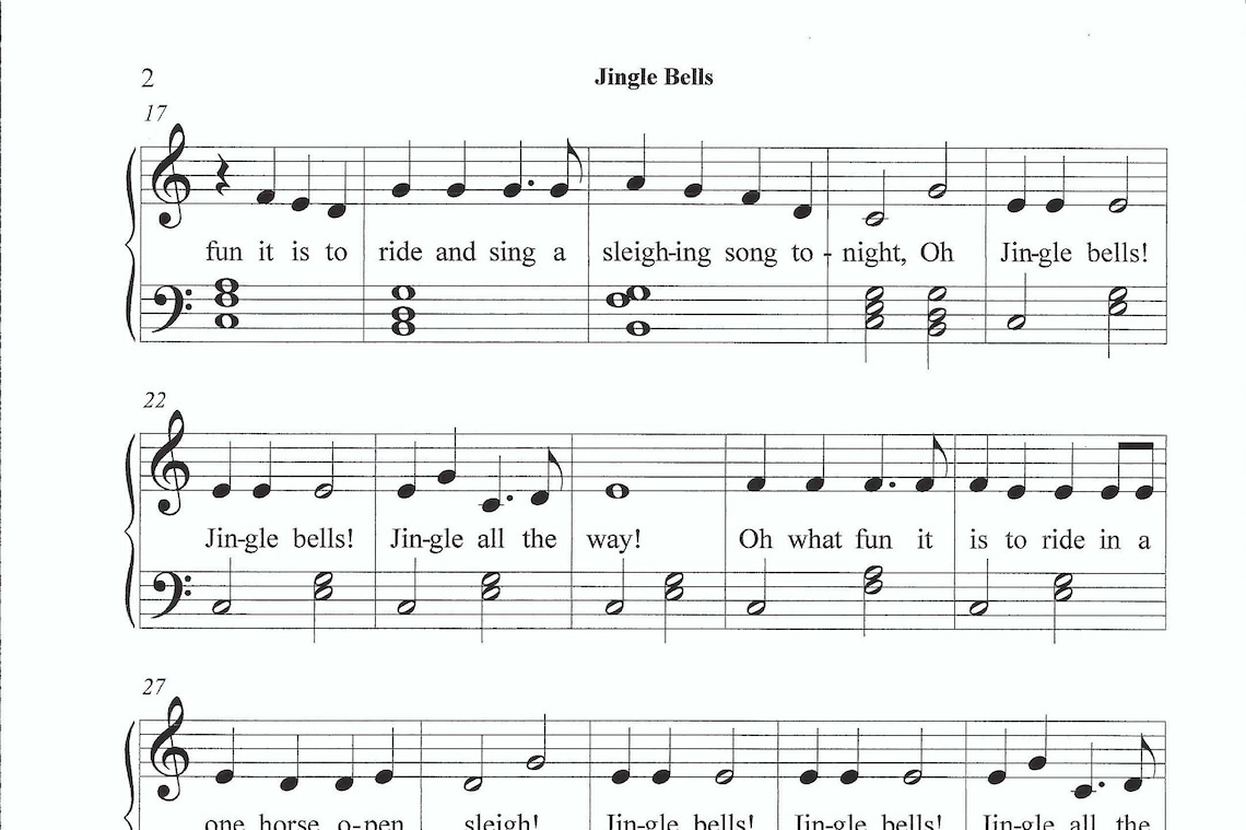Jingle Bells Piano Sheet Music, Easy Piano, Beginner Piano, Sheet Music