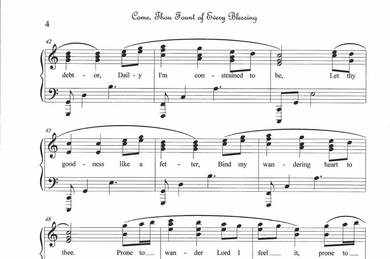 Come, Thou Fount of Every Blessing piano sheet music, Christian piano sheet music, hymn, favorite piano, sheet music, piano, easy, fun image 4