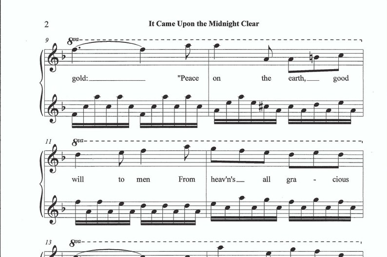 It Came Upon the Midnight Clear piano sheet music, Christmas piano, sheet music, piano sheet music, xmas, Christmas piano sheet music, piano image 2