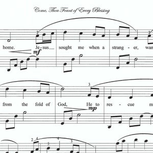 Come, Thou Fount of Every Blessing piano sheet music, come thou fount piano sheet music, hymn, Christian piano sheet music, easy Christian image 3