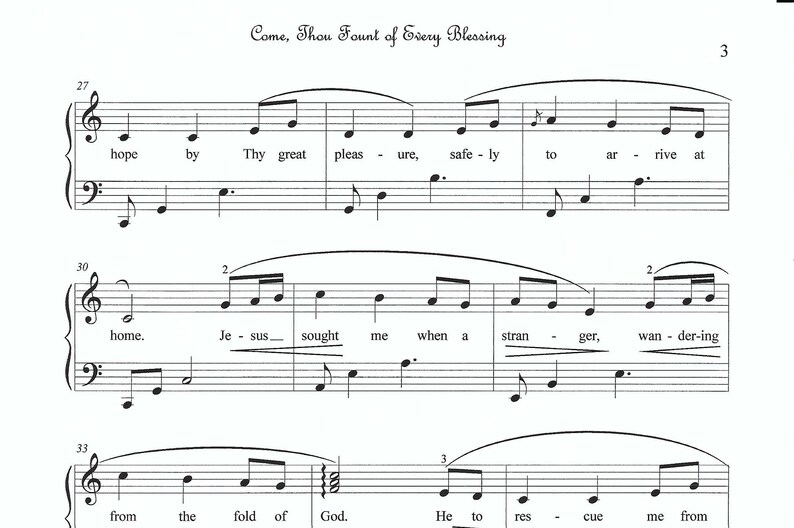 Come, Thou Fount of Every Blessing piano sheet music, Christian piano sheet music, hymn, favorite piano, sheet music, piano, easy, fun image 3