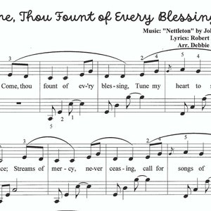 Come, Thou Fount of Every Blessing piano sheet music, come thou fount piano sheet music, hymn, Christian piano sheet music, easy Christian image 5