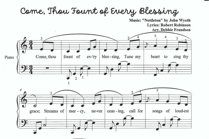 Come, Thou Fount of Every Blessing piano sheet music, come thou fount piano sheet music, hymn, Christian piano sheet music, easy Christian image 5