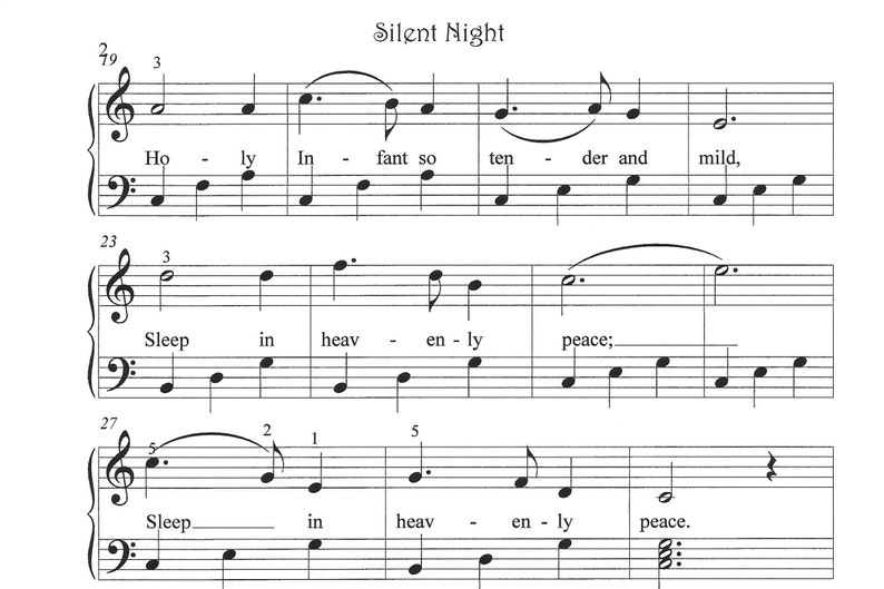 Stille Nacht einfaches Klavier, Anfänger Weihnachtsklavier, stille Nacht Noten, Klaviernoten, Weihnachtsnoten, einfaches Weihnachtsklavier, Bild 2