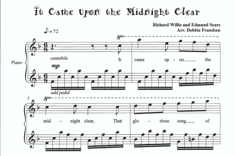 It Came Upon the Midnight Clear piano sheet music, Christmas piano, sheet music, piano sheet music, xmas, Christmas piano sheet music, piano image 1