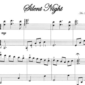 Silent Night, piano sheet music, piano solo, intermediate piano solo, Christmas piano sheet music