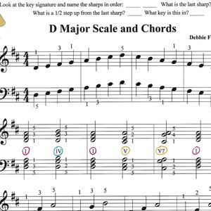 D Major Scale and Chords, A Major Scale and Chords, B Flat Major Scale and Chords, E Major Scale and Chords, A Flat Major Scale and Chords