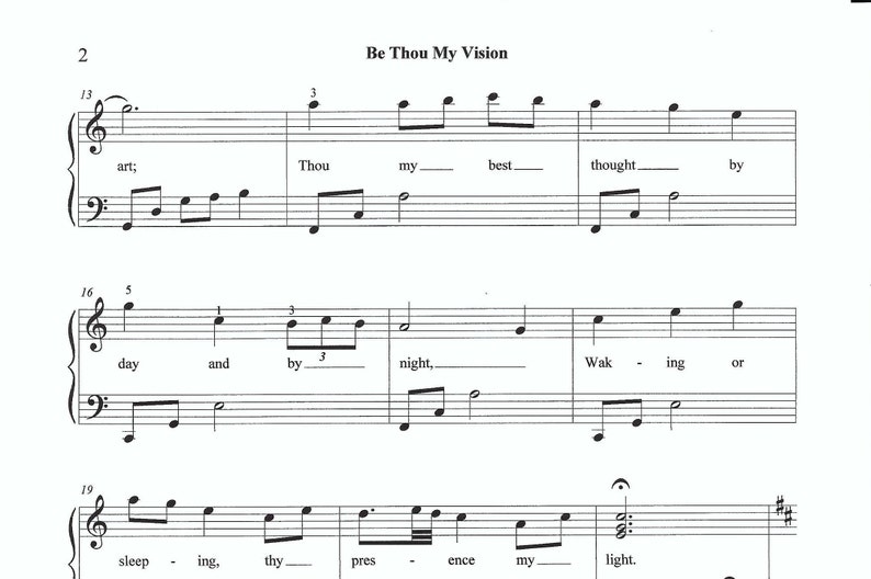 Be Thou My Vision piano sheet music, easy piano sheet music, Christian hymn, Christian piano sheet music, spiritual, inspirational, piano image 2