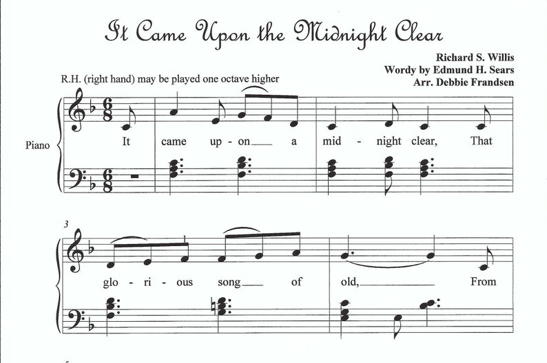 It Came Upon a Midnight Clear piano sheet music, Christmas piano sheet music, piano sheet music, Christmas sheet music, easy Christmas, fun image 3