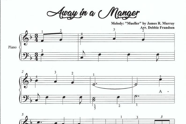 Away in a Manger piano sheet music, Christmas sheet music, piano, let's play music, easy piano sheet music, easy Christmas piano, fun, easy image 4