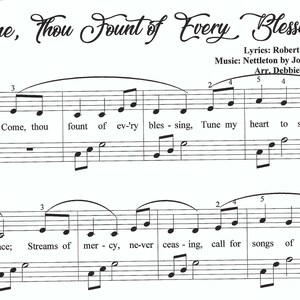 Come, Thou Fount of Every Blessing piano sheet music, come thou fount piano sheet music, hymn, Christian piano sheet music, easy Christian image 4