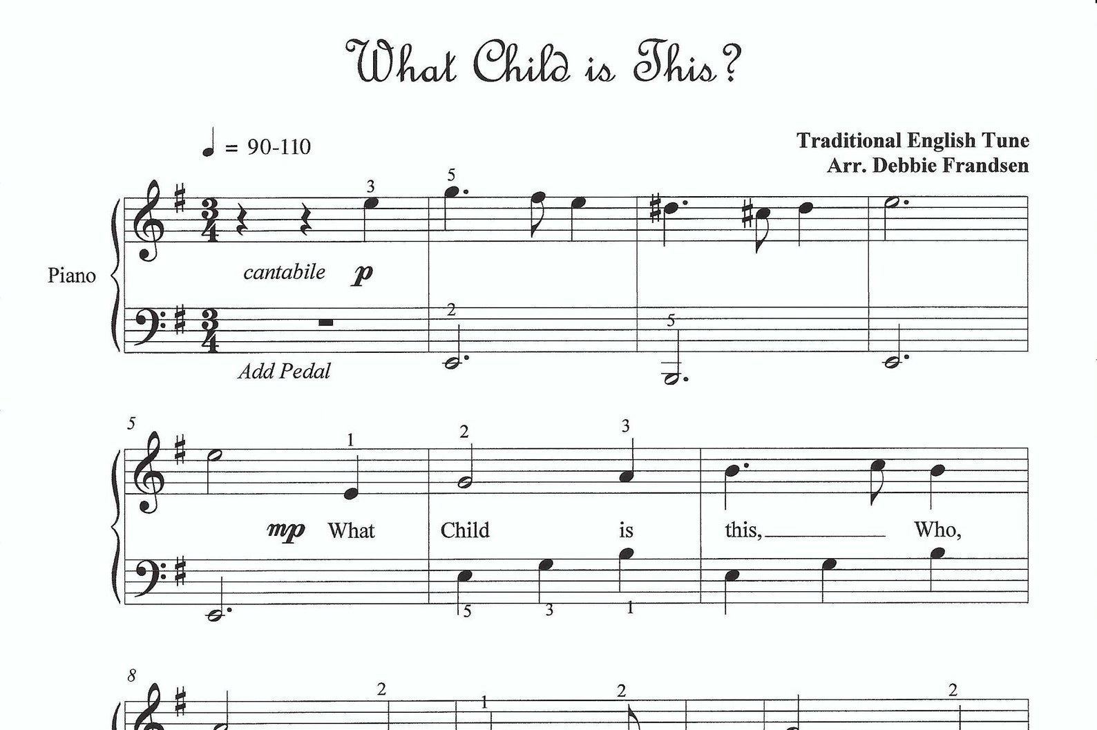 What Child is This Piano Sheet Music, Easy Piano Sheet Music, Beginner