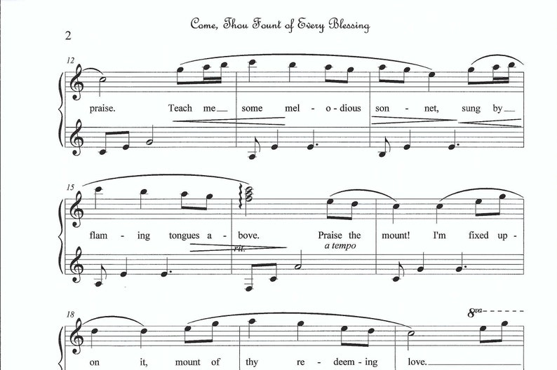 Come, Thou Fount of Every Blessing piano sheet music, Christian piano sheet music, hymn, favorite piano, sheet music, piano, easy, fun image 2