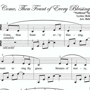 Come, Thou Fount of Every Blessing piano sheet music, come thou fount piano sheet music, hymn, Christian piano sheet music, easy Christian image 1