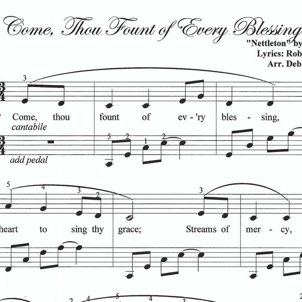 Come, Thou Fount of Every Blessing piano sheet music, come thou fount piano sheet music, hymn, Christian piano sheet music, easy Christian