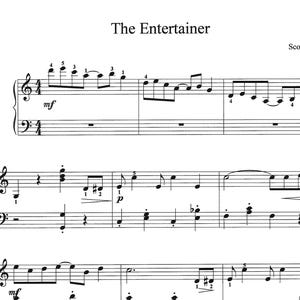 The Entertainer, piano sheet music, easy, fun, kids, songs, scott joplin, jazz, blues, digital download pdf, intermediate