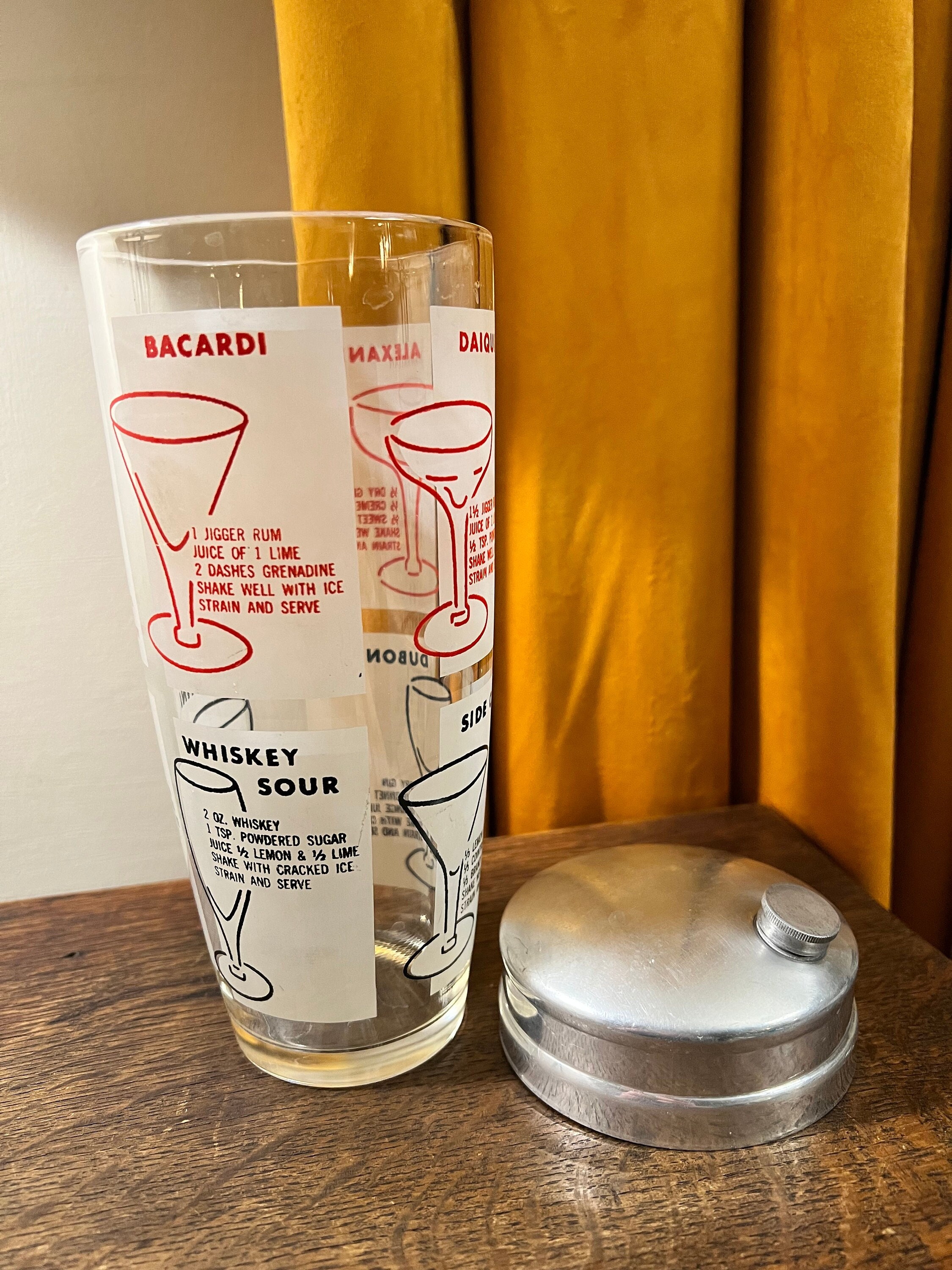 Vintage Glass Cocktail Shaker With Recipes Etsy